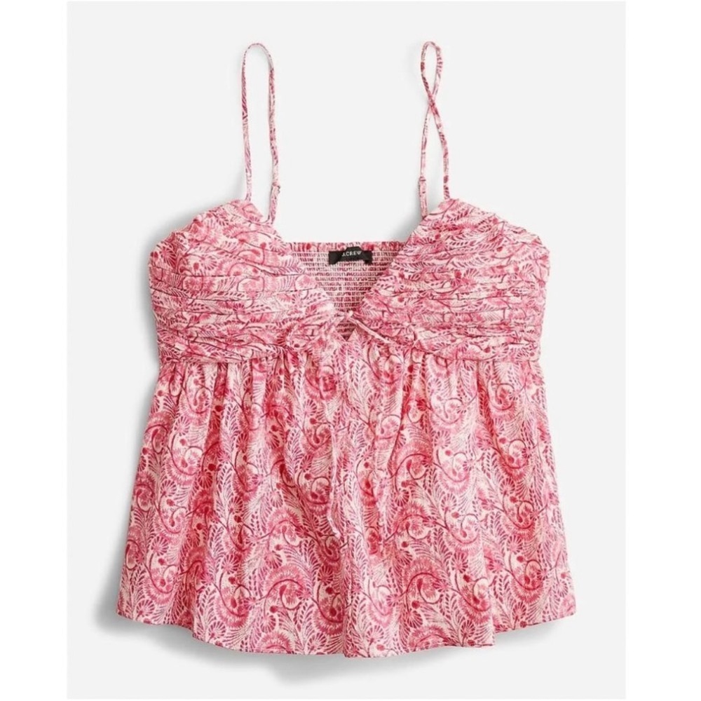 💕💕EUC- J.Crew Gathered Lurex® gauze camisole in pink dandelions SZ 20 (2X)💕💕